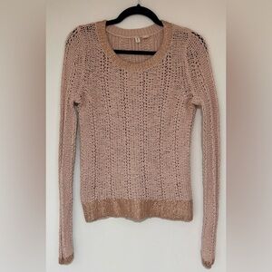 Anthropologie Moth Pink and Rose Gold Long Sleeve Crew Neck Sweater Size Small